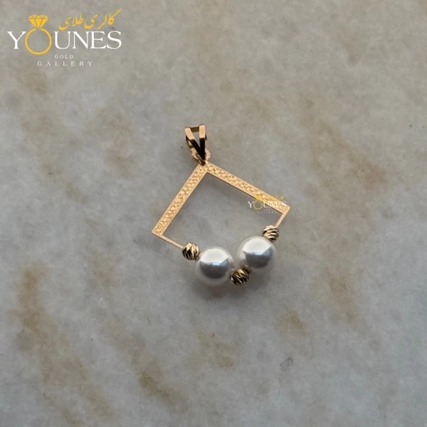 آویز لوزی مرواریدی طلا